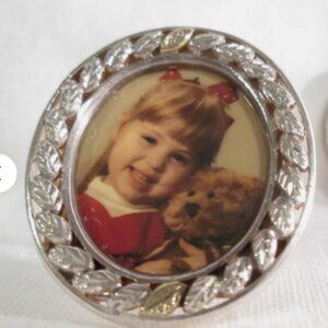 10KT GOLD STERLING WITH DIAMOND 3 in 1 PENDANT BROOCH MINIATURE PHOTO FRAME